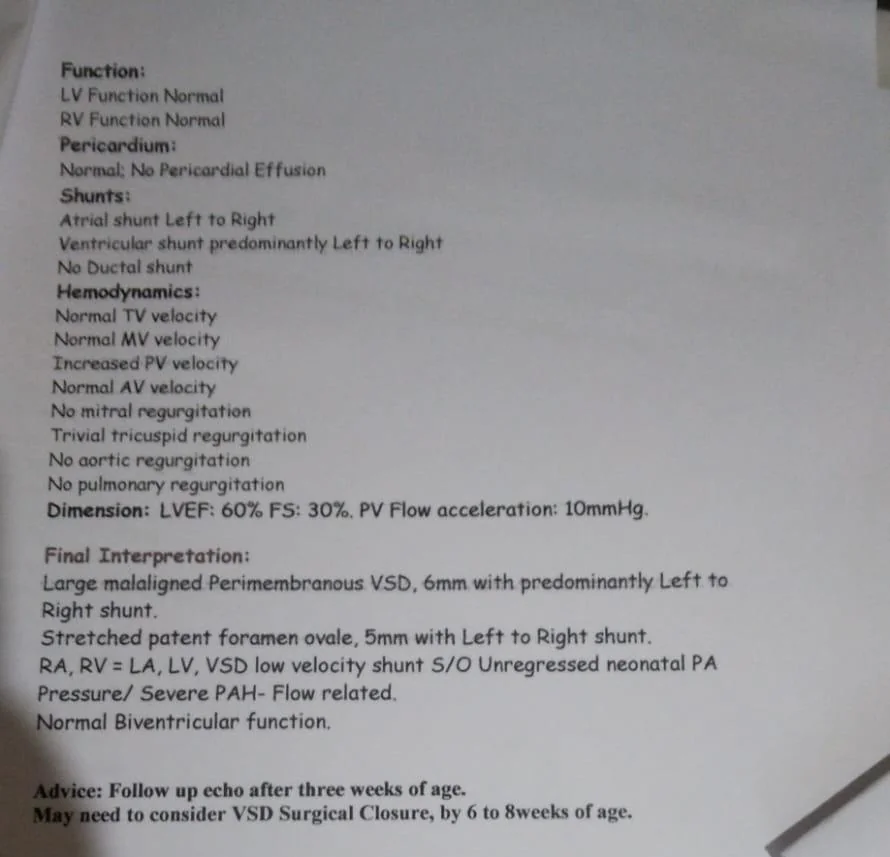 Echo Reporting of Chd